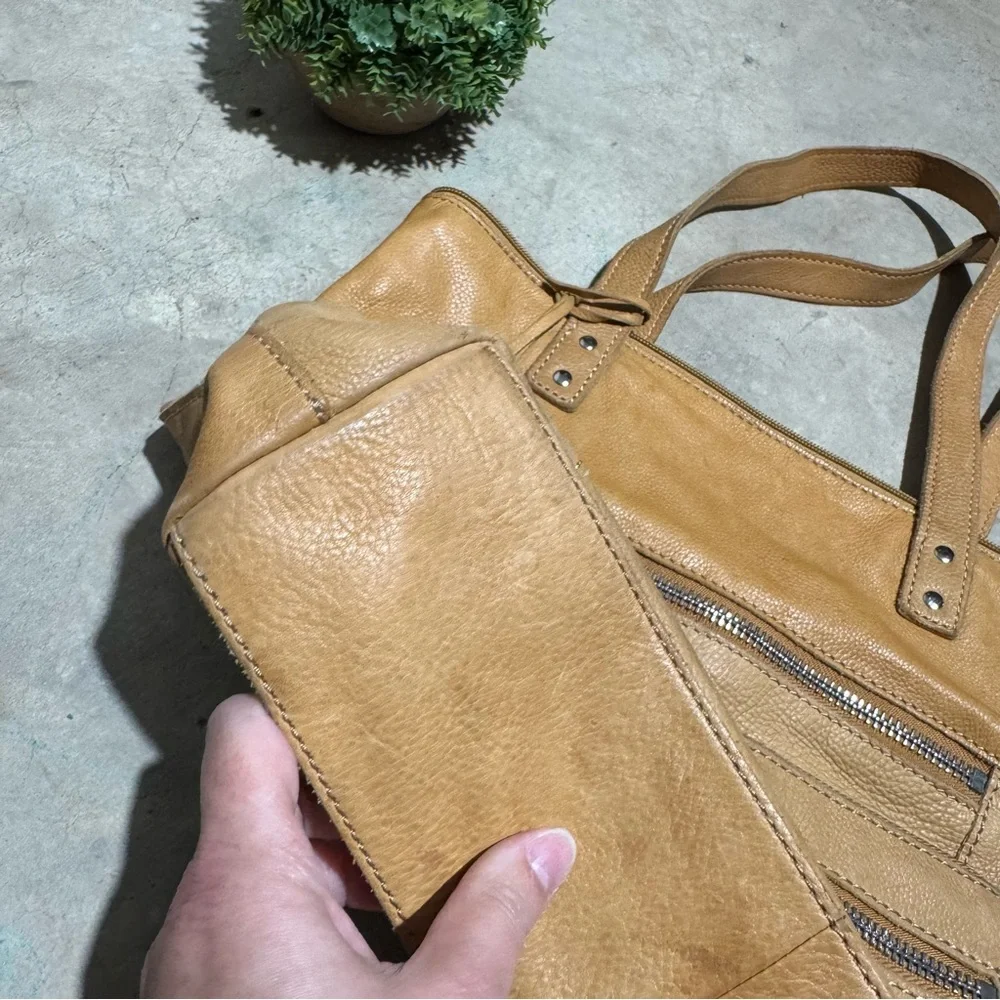 Fossil Tan Leather Shoulder Tote Bag‎ Purse Boho Hippie Western Southwest Fall